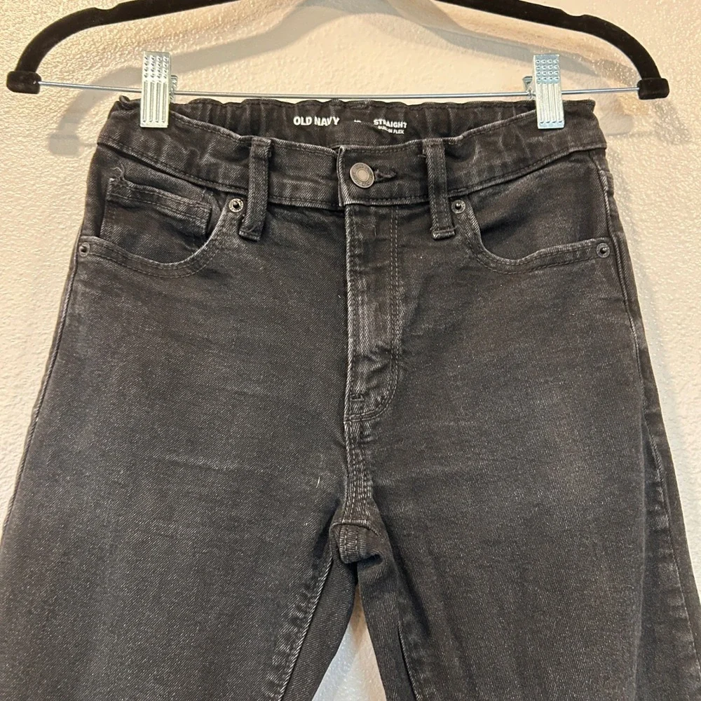 Old Navy Boys Straight Built-In Flex Adjustable Waist Black Jeans Size 12